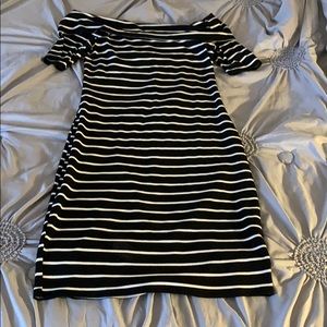 Black and White Stripped T shirt Dress
